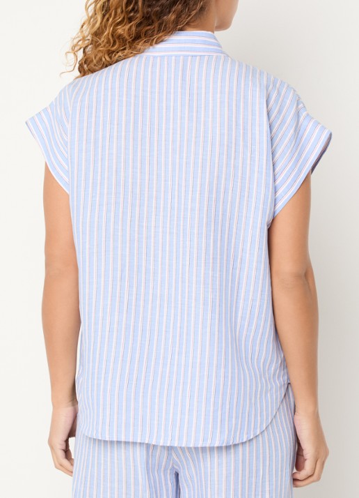 Josephine & Co Barndon blouse in linnenblend met streepprint - achterkant blauw