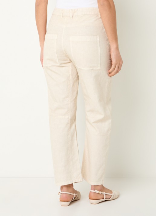 Josephine & Co Bas high waist loose fit chino met steekzakken - achterkant beige