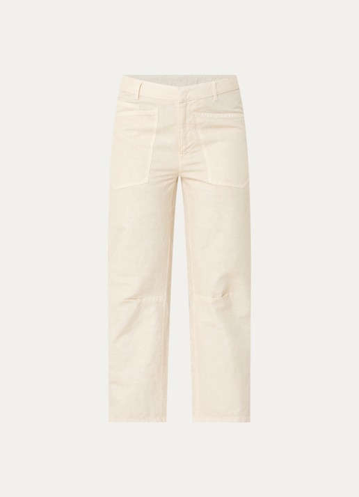 Josephine & Co Bas high waist loose fit chino met steekzakken - voorkant 2 beige