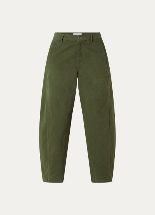 Josephine & Co Basile high waist balloon fit broek met steekzakken - voorkant 3 legergroen