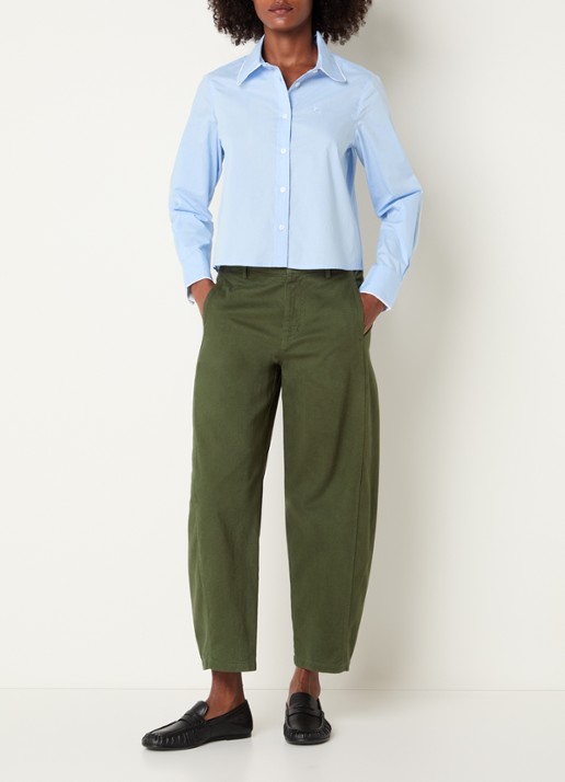 Josephine & Co Basile high waist balloon fit broek met steekzakken - voorkant 4 legergroen