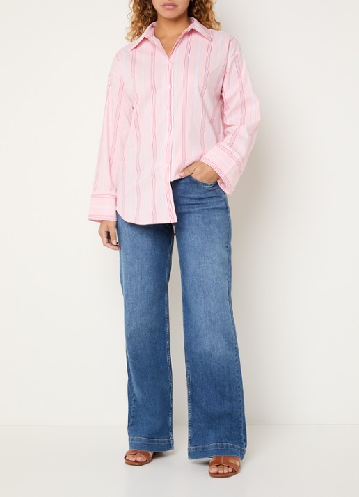 Josephine & Co Bastian blouse met streepprint - voorkant 4 lichtroze