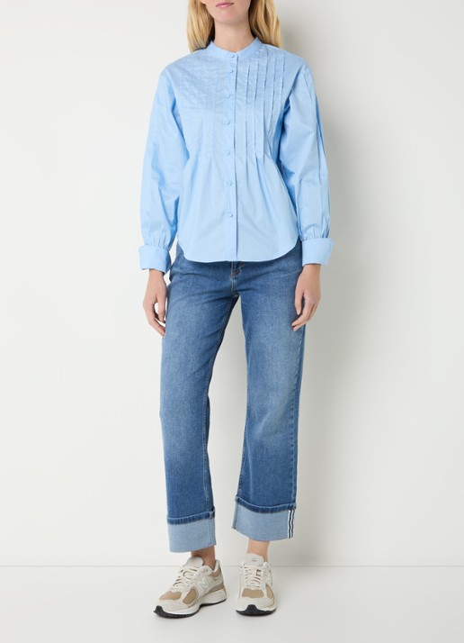Josephine & Co Bellamy blouse met structuur - voorkant 2 lichtblauw