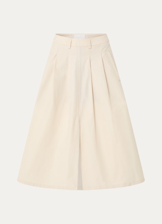 Josephine & Co Belle midi rok met plooidetail en split - voorkant 3 beige
