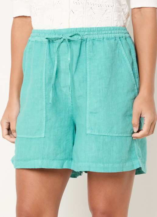 Josephine & Co Benno high waist wide fit korte broek van linnen