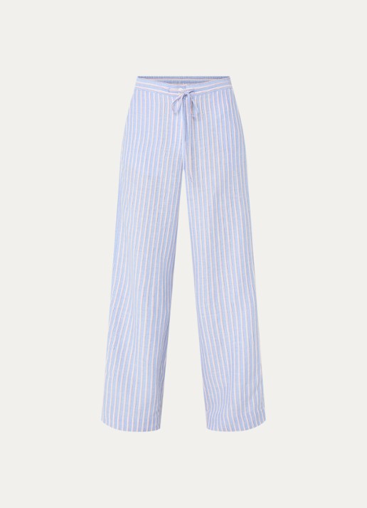 Josephine & Co Benson high waist loose fit broek met streepprint - voorkant lichtblauw