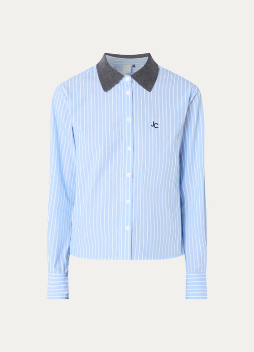 Josephine & Co Bink blouse met ruitdessin - voorkant 3 lichtblauw