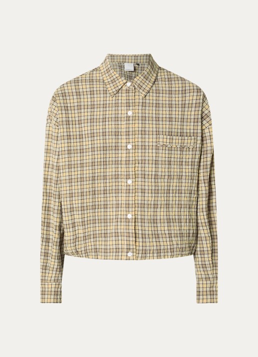 Josephine & Co Bink blouse met ruitdessin - voorkant beige