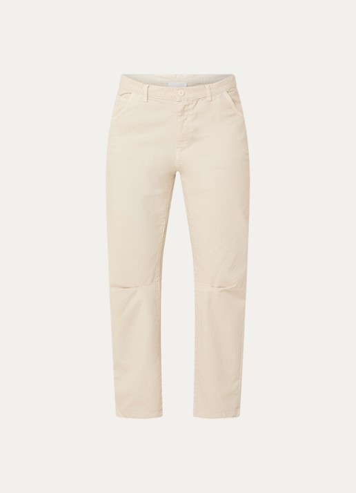 Josephine & Co Bjorn high waist tapered fit broek met steekzakken - voorkant creme