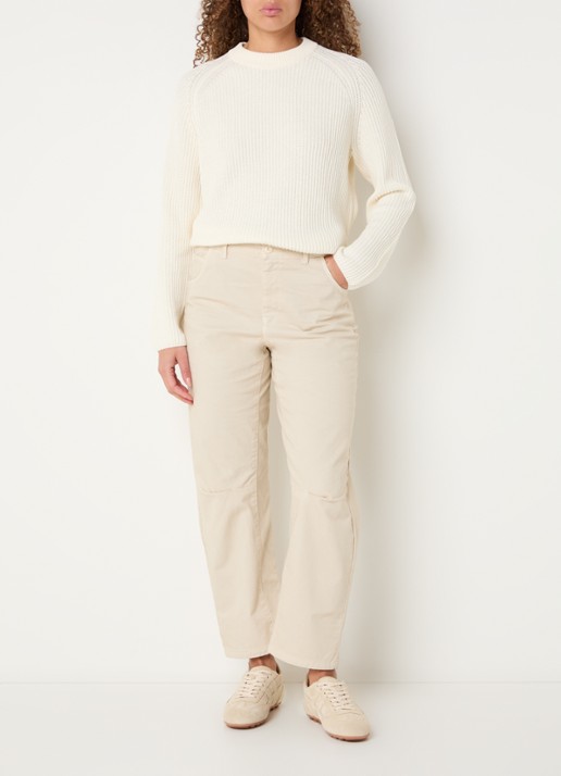 Josephine & Co Bjorn high waist tapered fit broek met steekzakken - voorkant 2 creme