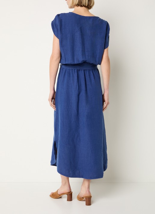 Josephine & Co Blayze jurk van linnen met ceintuur - achterkant 3 royalblauw