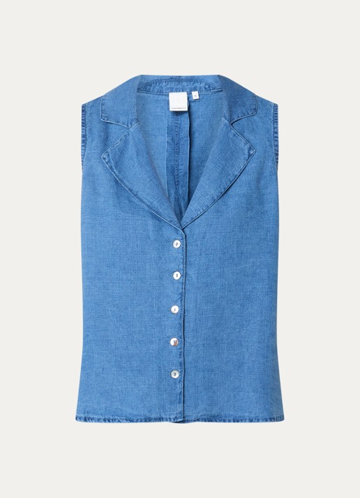 Josephine & Co Bliss gilet van linnen - voorkant 3 donkerblauw