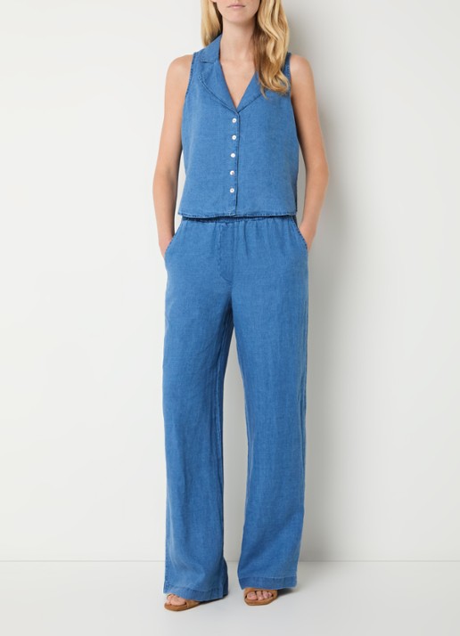 Josephine & Co Bliss gilet van linnen - voorkant 4 donkerblauw