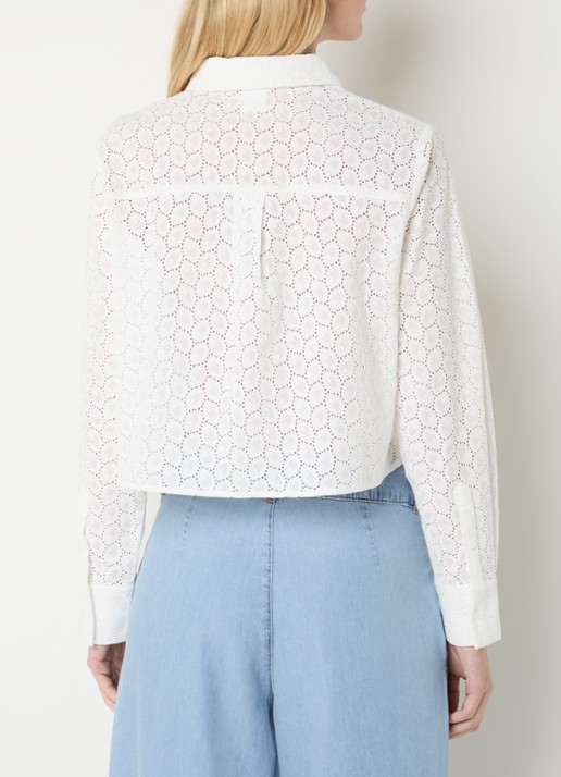 Josephine & Co Boaz cropped blouse met broderie - achterkant wit
