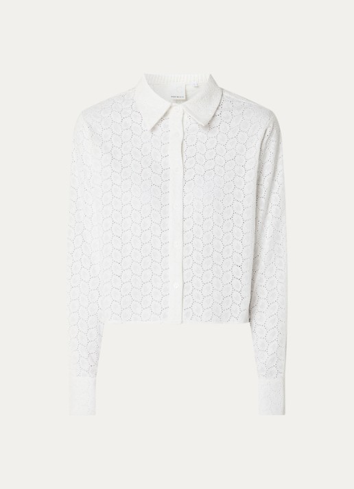 Josephine & Co Boaz cropped blouse met broderie - voorkant 2 wit