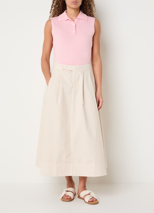 Josephine & Co Bobby midi A-lijn rok met steekzakken - voorkant 3 beige