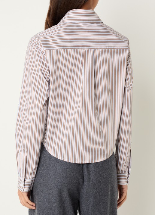 Josephine & Co Bodine blouse met streepprint en logoborduring - achterkant 3 camel