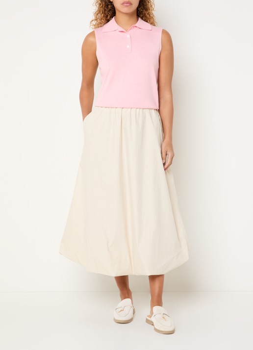 Josephine & Co Bonnie midi rok met steekzakken - voorkant 4 beige