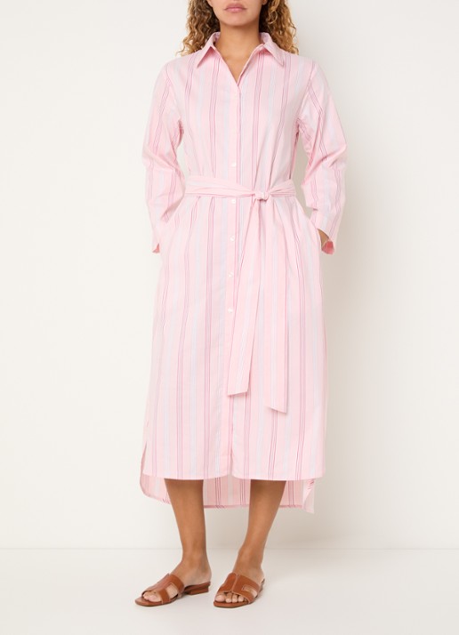 Josephine & Co Boudewijn midi blousejurk met streepprint en strikceintuur