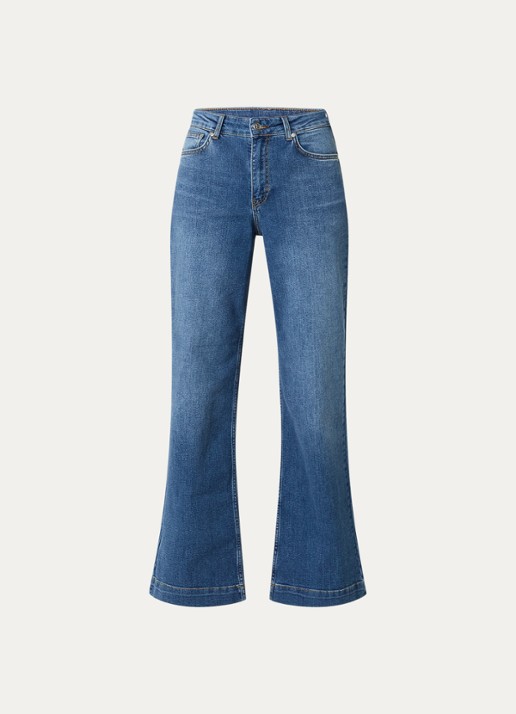 Josephine & Co Bram high waist flared jeans met medium wassing - voorkant indigo