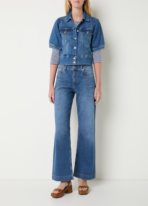 Josephine & Co Bram high waist flared jeans met medium wassing - voorkant 2 indigo