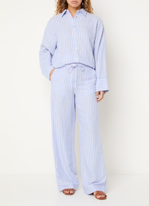 Josephine & Co Brandy blouse met streepprint - voorkant 2 blauw