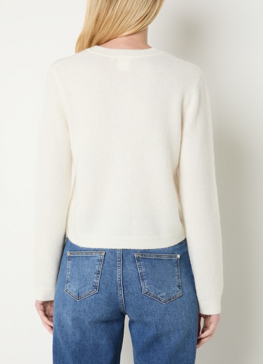 Josephine & Co Braxton grofgebreid vest in wolblend - achterkant gebroken wit