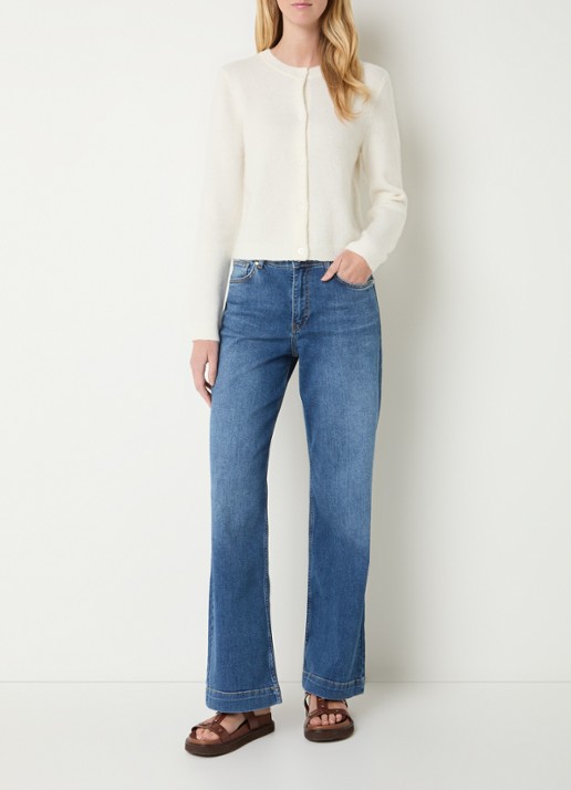 Josephine & Co Braxton grofgebreid vest in wolblend - voorkant 3 gebroken wit