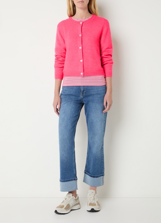 Josephine & Co Braxton grofgebreid vest in wolblend - voorkant 2 roze