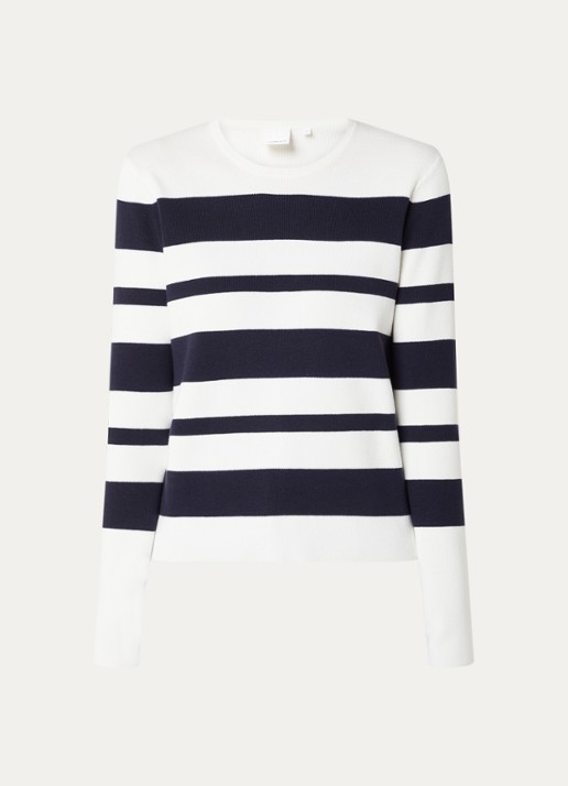 Josephine & Co Breanne sweater met streepprint - voorkant 2 donkerblauw