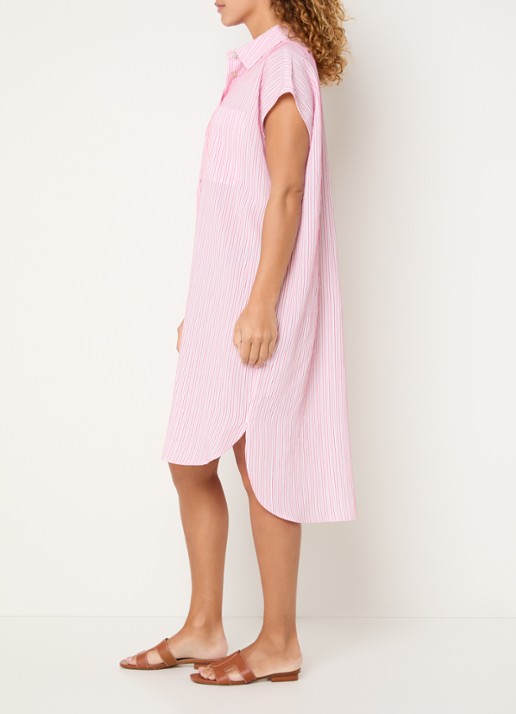 Josephine & Co Bree midi blousejurk met streepprint - voorkant 4 roze