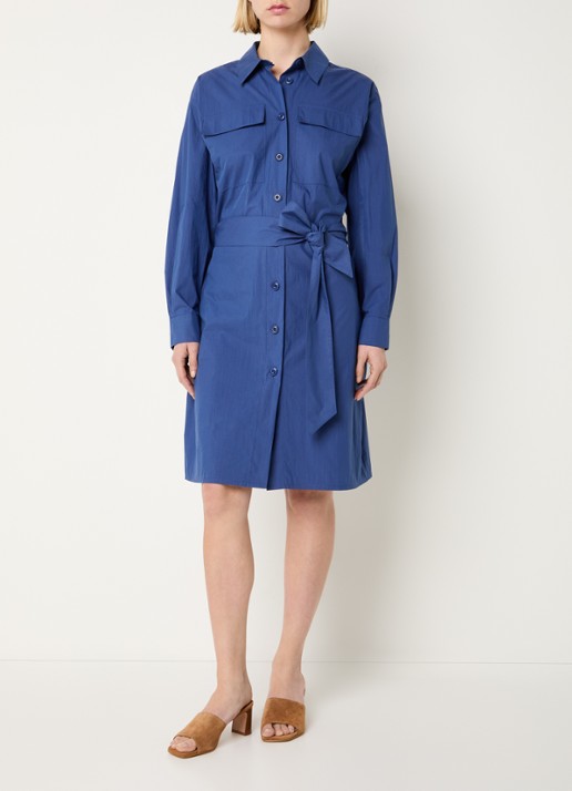 Josephine & Co Brien blousejurk met opgestikte zakken en strikceintuur - voorkant 3 royalblauw