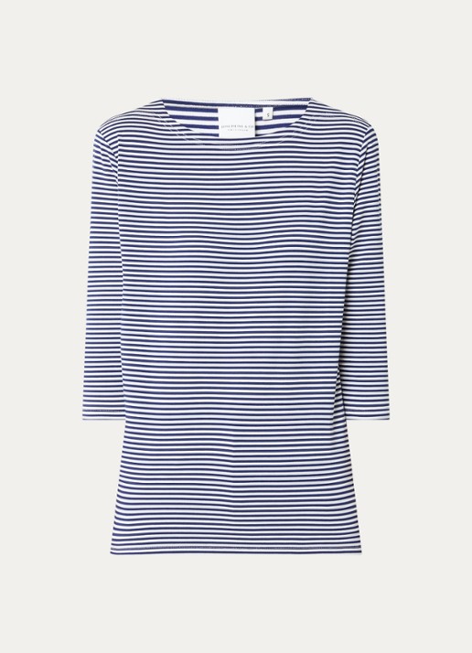 Josephine & Co Brit T-shirt met boothals en streepprint - voorkant 2 donkerblauw