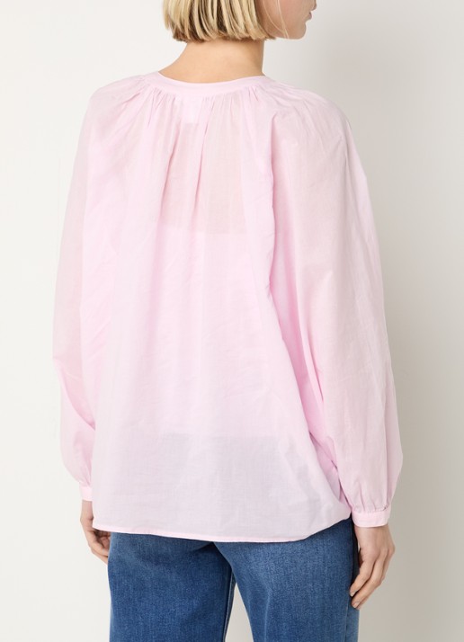 Josephine & Co Brooklynn blouse met stolpplooi en ballonmouw - achterkant 4 lichtroze