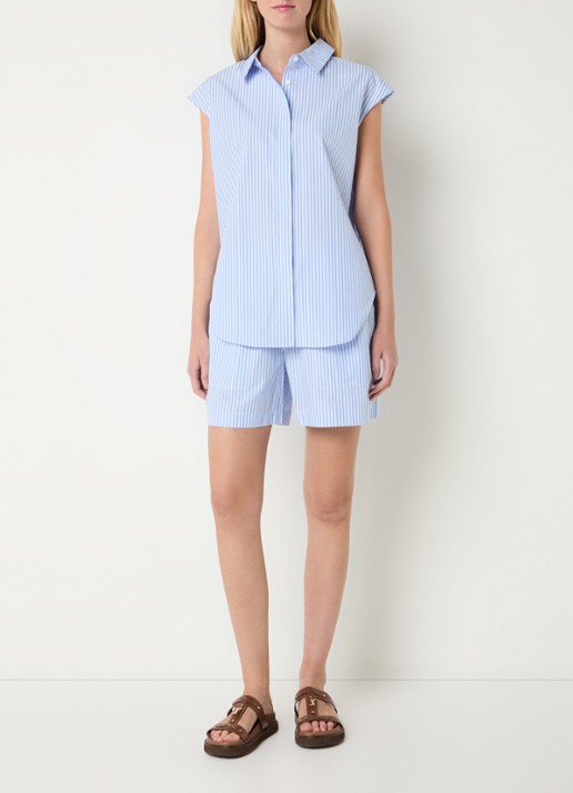 Josephine & Co Brynn blouse met streepprint - voorkant 4 lichtblauw