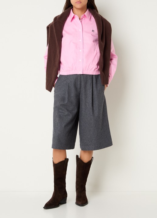 Josephine & Co Camden high waist wide fit korte broek - voorkant 4 donkergrijs