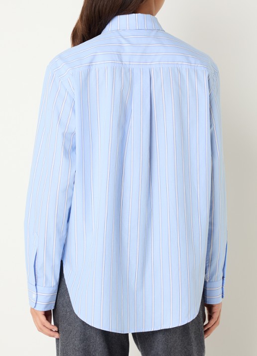 Josephine & Co Cass longline blouse met streepprint - achterkant 2 lichtblauw