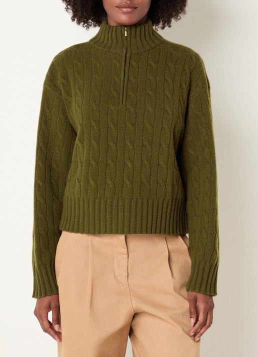 Josephine & Co Claude kabelgebreide trui met halve rits en col