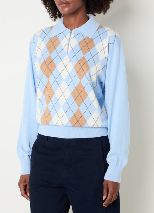 Josephine & Co Clem fijngebreide pullover met ruitdessin