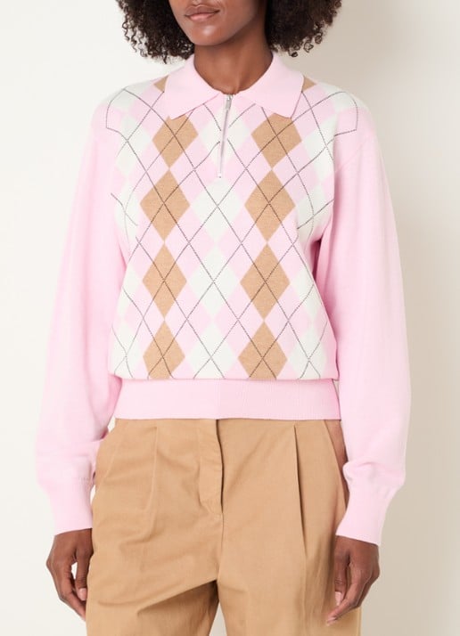 Josephine & Co Clem fijngebreide pullover met ruitdessin