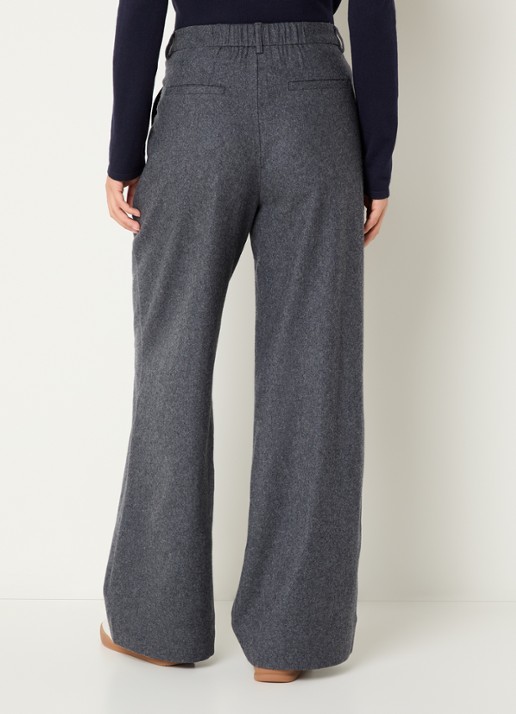Josephine & Co Clio high waist loose fit pantalon met gemêleerd dessin - achterkant 4 antraciet