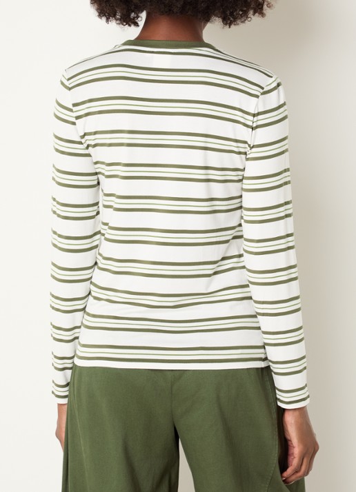 Josephine & Co Cosimo longsleeve met streepprint - achterkant mosgroen