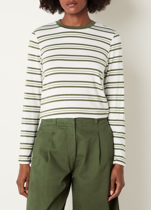 Josephine & Co Cosimo longsleeve met streepprint - detail 4 mosgroen