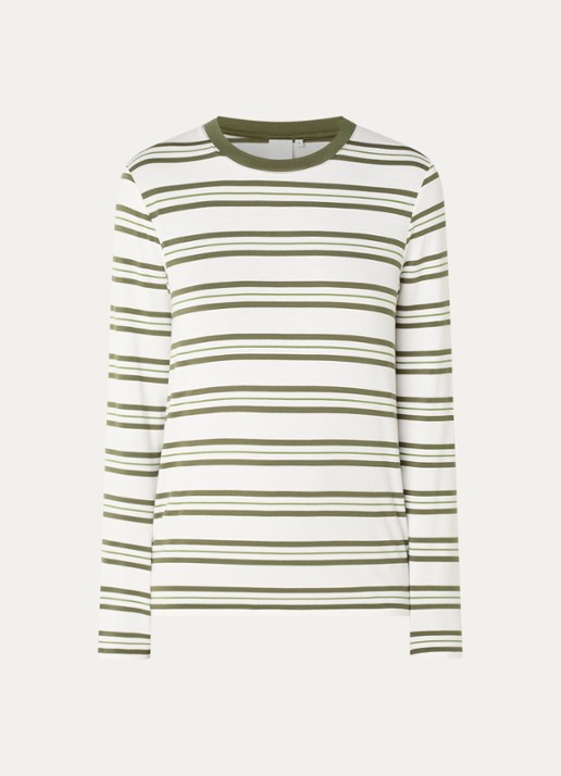 Josephine & Co Cosimo longsleeve met streepprint - voorkant 2 mosgroen