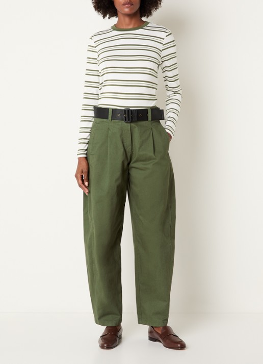 Josephine & Co Cosimo longsleeve met streepprint - voorkant 3 mosgroen
