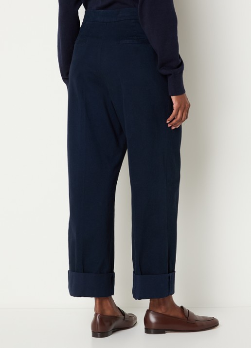 Josephine & Co Courtney high waist cropped loose fit chino met steekzakken - achterkant 2 donkerblauw
