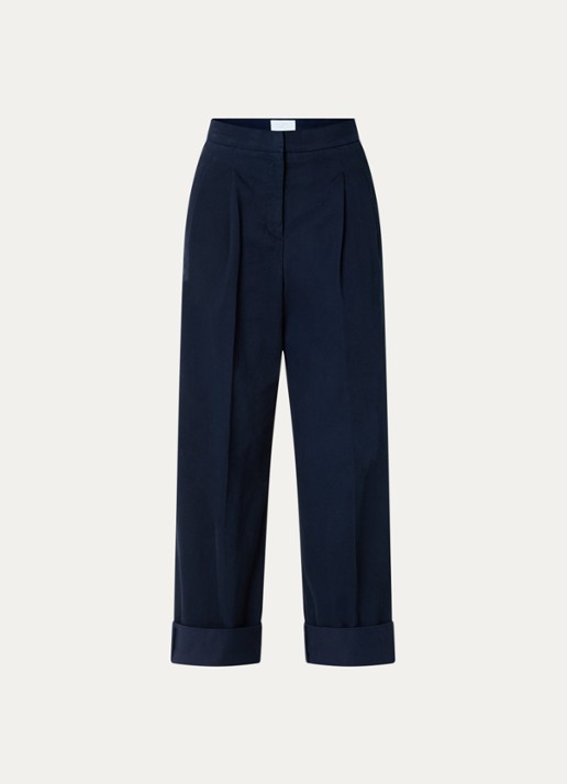 Josephine & Co Courtney high waist cropped loose fit chino met steekzakken - voorkant 3 donkerblauw