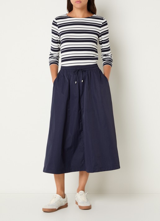 Josephine & Co Cullen midi rok met trekkoord - voorkant 2 donkerblauw