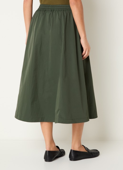 Josephine & Co Cullen midi rok met trekkoord - achterkant 2 legergroen