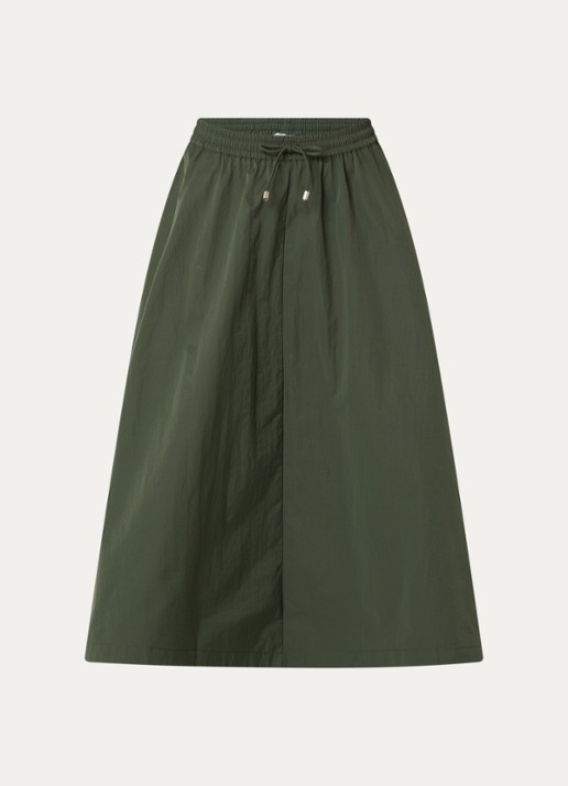 Josephine & Co Cullen midi rok met trekkoord - voorkant 3 legergroen